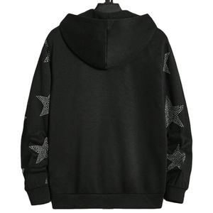 เสื้อฮู้ดแนวสตรีทแวร์ของผู้ชายผ้าคอตตอน100% ประดับพลอยเทียมดีไซน์โอเวอร์ไซส์สำหรับฤดูหนาว - Product Image 2