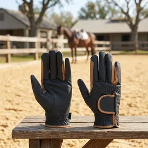 Gants en cuir marron foncé à doigts entiers, noirs et marron, pour l'extérieur, l'hiver, antidérapants, unisexes, à enfiler, pour la conduite - Product Image 3