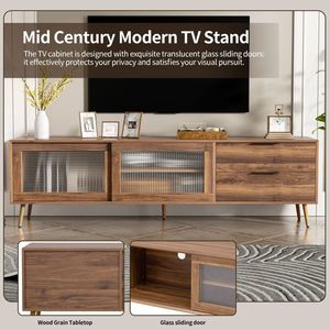 Moderno 75 + TV Console di intrattenimento centro 2 porte in vetro 2 cassetti 70 \ "Media Console da tavolo per soggiorno camera da letto supporto TV - Product Image 2