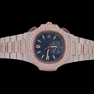 Nouvelle collection tendance, cadran bleu avec des caractéristiques classiques, montre exclusive pour homme en moissanite et diamant, bicolore, style hip-hop, personnalisée - Product Image 6