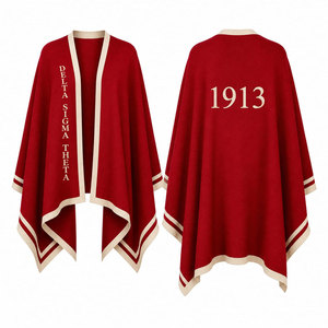 Delta Sigma Theta Women Wool Cape <b>Wrap</b> 1913 Embroidered Red Formal <b>Shawl</b> Long Winter Scarf - Product Image 1