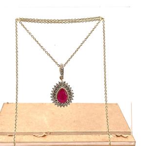 Pendentif en rubis 10KY (formes poire) 0,57 CT, diamant blanc (formes rondes) 0,30 CT - Product Image 3