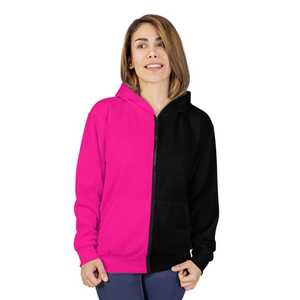 Sweat-shirt à capuche zippé pour homme, rose et noir, avec logo imprimé sur le devant, coupe classique, en molleton tricoté, pour l'hiver - Product Image 4