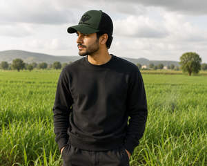 Casquette unisexe en maille ventilée vert olive et noir, chapeau de randonnée respirant avec visière incurvée et panneau logo - Product Image 6