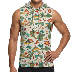 Men Sleeveless Custom Printed Camo Hoodie Muscle Gym Tank <b>Top</b> Fitness Workout Vest Kangaroo Pocket Wholesale Training Tank <b>Tops</b> - Product Image 2