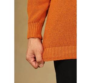 Men's High Quality Geometric Orange Knitted Pullover Sweater Full Sleeve Winter Wear Wool 240g Fabric Weight Wool Liner Quick - Product Image 6