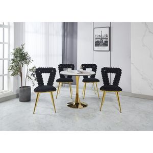 Set di 2 Sedie da Pranzo Moderne con Gambe in Tubo Dorato e Cuscini Neri Morbidi, Schienale Confortevole per Sala da Pranzo - Product Image 6