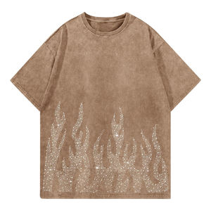 เสื้อยืดสีดำทรงหลวมสไตล์วินเทจ ล้างสีแบบแอซิด ตกแต่งด้วยลายกราฟิกประดับเพชร งานปักเลื่อมวิบวับ ทรงบ็อกซี่ ไซส์พลัส - Product Image 6