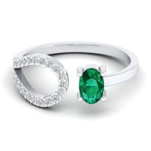 REYES Exquisito Anillo de Plata de Ley 925 con Moissanita, Joyería Preciosa para Mujer, Corte Ovalado, Gema Esmeralda de 0.5Ct - Product Image 5