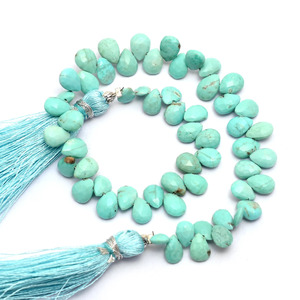 Perles de turquoise facettées en forme de poire, 6x4mm-7x5mm, turquoise naturelle authentique, pierres semi-précieuses, perles en vrac pour la création de bijoux - Product Image 1