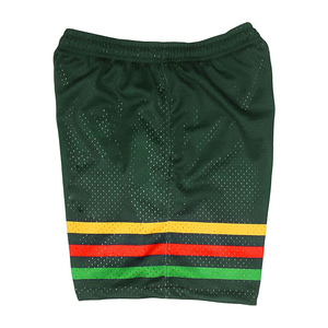 Shorts en maille bleu marine pour homme avec bandes latérales jaunes, rouges et vertes, taille élastique, décontractés, respirants, shorts de sport - Product Image 5