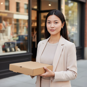 กล่องกระดาษลูกฟูกแบบรีไซเคิล ปั๊มฟอยล์ทอง วัสดุรีไซเคิล เป็นมิตรกับสิ่งแวดล้อม กล่องพับได้สำหรับบรรจุภัณฑ์ส่งออก - Product Image 4