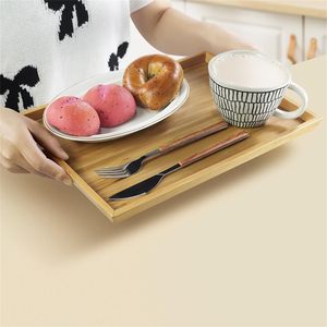 Bandeja Decorativa de Madera con Asas Metálicas, Rectangular, para Servir, Pulida, para el Hogar, Hotel, Restaurante - Product Image 6