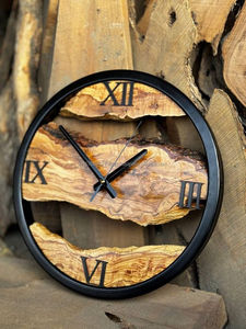Natural Wood Live Edge Wall <b>Clock</b>, Rustic Wooden Statement <b>Clock</b>, Handmade Home Decor, Metal Frame Timepiece, Farmhouse Wall Art - Product Image 5