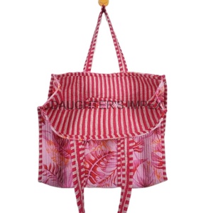 Bolso Tote de Alta Calidad para Mujer, Estilo Bohemio, Acolchado, con Rayas, Dos Asas, de Algodón, Hecho a Mano, Vintage, para Compras, Almacenamiento y Accesorios - Product Image 3