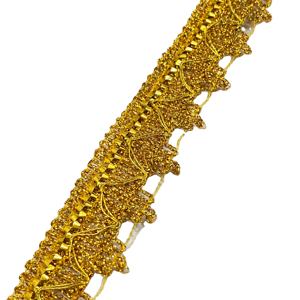 Accesorios de Ropa, Encaje Metálico Dorado y Plateado, Adorno de Lentejuelas, Encaje Bordado Amarillo Dorado, Adorno de Encaje Dorado - Product Image 1