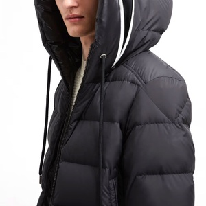 Blouson matelassé noir à capuche pour homme, fermeture éclair, coupe-vent, manteau d'hiver décontracté, coupe régulière, manches longues, rembourrage en duvet, extérieur en polyester 2026 - Product Image 3