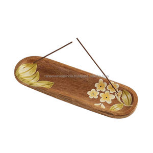 Plateau d'encens en bois à motif floral Support en forme de bateau fabriqué à la main Idéal pour la spiritualité de l'aromathérapie et plus en plusieurs options - Product Image 3