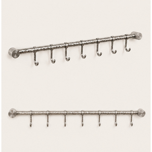Support mural pour ustensiles de cuisine avec crochets, gain de place, rail en métal noir mat pour casseroles, poêles, louches et planches à découper - Product Image 1