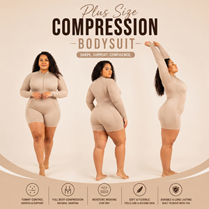 Traje de baño enterizo corto de talla grande para mujer, de manga larga con media cremallera, de poliéster y elastano - Product Image 4