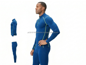 <b>Men</b>’s Compression <b>Base</b> <b>Layer</b> Set Long Sleeve Quarter Zip Athletic Running Training Thermal Sportswear Gym Fitness Activewear - Product Image 6