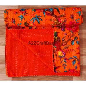 Couverture Kantha artisanale en coton biologique, élégante et raffinée, écologique, vintage, réversible, pour la maison et l'hôtellerie, vente en gros - Product Image 1