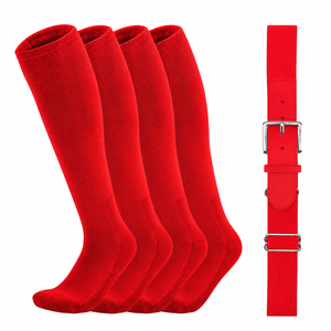 WARPRO INDUSTRY Custom <b>Red</b> Baseball 2 1 Socks <b>Belt</b> Set Knee High Sports Socks Adjustable Elastic <b>Belt</b> Buckle Closure Polyester - Product Image 1