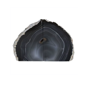 Matériaux de pierres précieuses de haute qualité, serre-livres en agate noire teinte, pierres naturelles, minéraux bruts, cristaux pour la décoration, vente en gros - Product Image 4