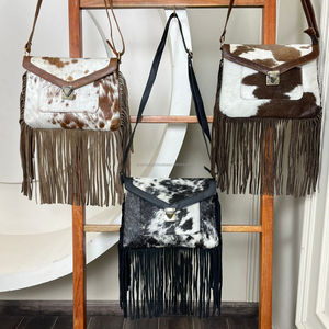 2025 Premium Hair On Hide Fringe Fur Handbag New Trending Bohemian Style Real Cowhide Leather Sling Crossbody Bag For Female - Product Image 5