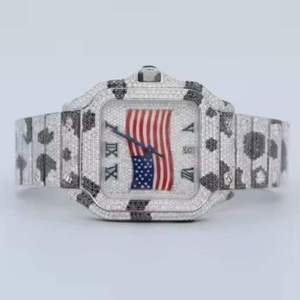 Reloj de Pulsera Automático de Lujo Hecho a Mano, Plata de Ley 925, Moissanita VVS1, Caja Cuadrada, Esfera Analógica, Edición Limitada - Product Image 1