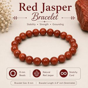 Bracelet en jaspe rouge naturel, perles rondes de 8 mm, bracelet extensible, bijoux en cristal unisexe, cadeau, vente en gros - Product Image 2