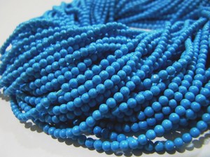 5 CUADROS DE CORDÓN - Cuentas de Turquesa Sintética / Cuentas de Turquesa Redondas Lisas / Tamaño 2mm / Se venden por Hilo de 13 a 14 pulgadas de largo - Product Image 2