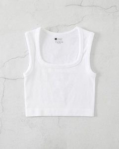 <b>Top</b> Quality <b>Women</b> Ribbed Square Neck Tank <b>Top</b> Sleeveless Seamless Custom Crop <b>Vest</b> Quick Dry Stretch Fitness Yoga <b>Top</b> - Product Image 6