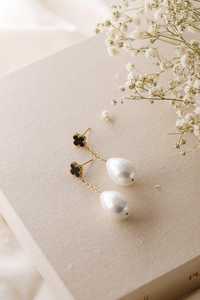 Black Clover Pearl Drop Earrings Dangle Baroque Teardrop <b>Studs</b> 925 Sterling <b>Silver</b> 14K Gold Plated Cute Anniversary & Party - Product Image 5