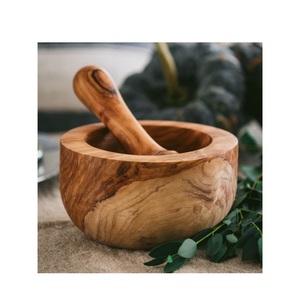 ชุดครกและสากทำด้วยมือเครื่องบดสมุนไพรและเครื่องเทศทำจากไม้สำหรับเครื่องบดกระเทียมในห้องครัว - Product Image 1