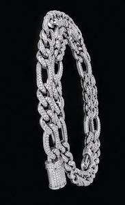 <b>Silver</b> Tone 18K Gold Plated Figaro Cuban Chain Necklace Iced Out Natural Zircon Link <b>Choker</b> for Party Unisex Brass Jewelry - Product Image 5