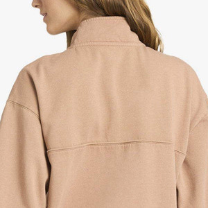Sudadera de algodón polar de 400 GSM para mujer, cuello alto con media cremallera, corte holgado, personalizable con tu logo, ideal para exteriores, OEM, ¡la más vendida! - Product Image 6
