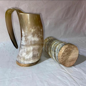 Tasse en corne de buffle naturelle de haute qualité avec poignée de haute qualité pour la bière vin hydromel/chope en corne à boire par FWE - Product Image 3