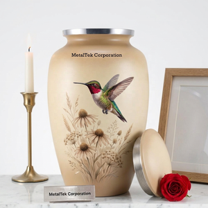 Urna Funeraria de Metal Grande para Cenizas Humanas de Adulto, Urna Decorativa Conmemorativa con Diseño de Colibrí Rosa, Color Personalizado, Venta al Por Mayor - Product Image 5