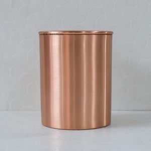 Custom Logo Handmade Copper Candle Container 18 Oz Eco-Friendly <b>Heat</b> Resistant Fragrance Scented Wax Metal Jars Home Decoration - Product Image 2