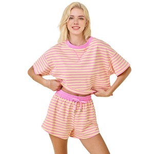 Conjunto de Camiseta y Pantalones Cortos de Algodón para Mujer, Estilo Simple y Único, Marca Zavi Sports, con Cordón Ajustable, Informal - Product Image 1