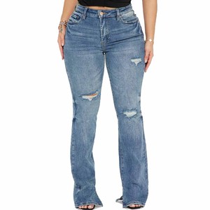 Vaqueros anchos de mezclilla lavada de cintura media vintage con patchwork para mujer al por mayor - Product Image 4