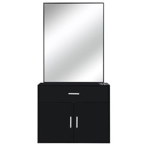 Mobile da Salone Nero con 1 Cassetto e 1 Anta con Specchio, Top in Lino e Pannello E0 al 15%, Modello 75512472 - Product Image 6