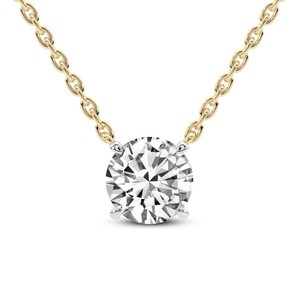 จี้เพชรทรงกลมแบบโซลิแทร์ 12k/14k/18k โรสโกลด์แท้ ประดับเพชรแล็บ คุณภาพ VS1, VVS1 รับรองโดย IGI สำหรับผู้หญิง - Product Image 3