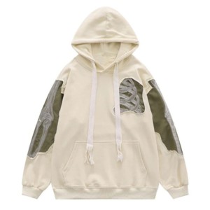 Vêtements streetwear personnalisés pour hommes, sweat à capuche à patchs déchirés avec broderie appliquée, polaire 100% polyester, hiver - Product Image 6