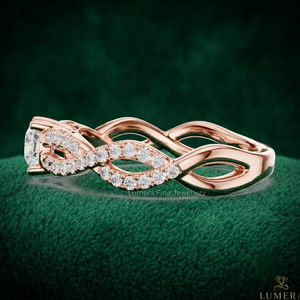 Anillo de Compromiso de Moissanita Certificado por IGI, Oro Rosa de 9K, 10K, 14K, 18K, Anillo de Boda con Pavé Trenzado, Joyería Fina Personalizada para Mujer - Product Image 2