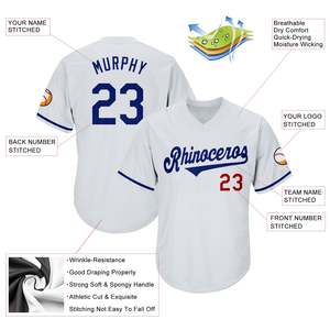 Maillot de baseball haut de gamme pour le jour du match, personnalisable avec numéro et nom du joueur, col en V, passepoil contrastant, vêtements d'équipe athlétique, fournisseur OEM de vêtements - Product Image 5