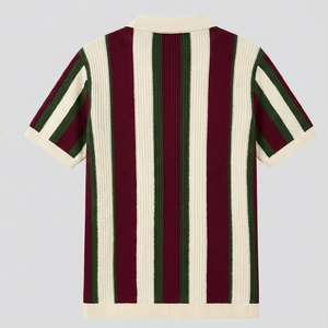 Men's Knitted <b>Striped</b> <b>Polo</b> <b>Shirt</b> Short Sleeve Regular Fit Preppy Style Color Blocked Pattern - Product Image 2