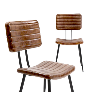 Vandana Lyra Neo <b>brown</b> <b>leather</b> <b>chair</b> (set of 2) - Product Image 5