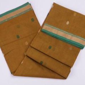 Sari de Algodón Tejido a Mano con Borde Amarillo |   Suave y Ligero Tradicional |   Sari indio para mujer, para uso diario y festivo |   Estudio n - Product Image 2